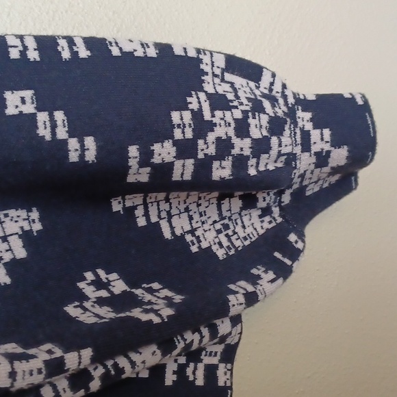 Anthropologie The Beatriz Mock Neck Sweater XL Geometric Navy Cream Soft Boho* - Picture 5 of 15